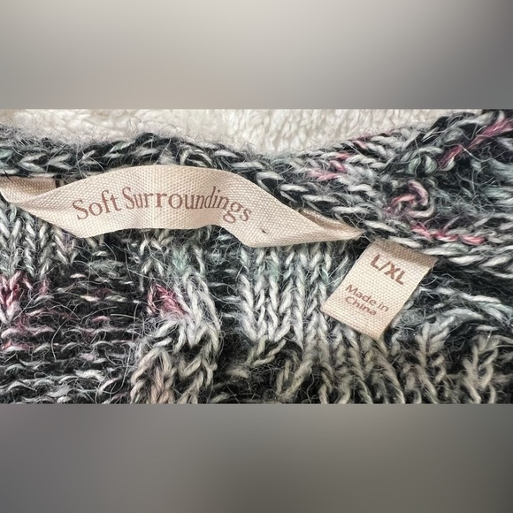 Soft Surroundings Women Longline Cardigan Sweater Open Front Size L/XL Zig Zag - Picture 5 of 6